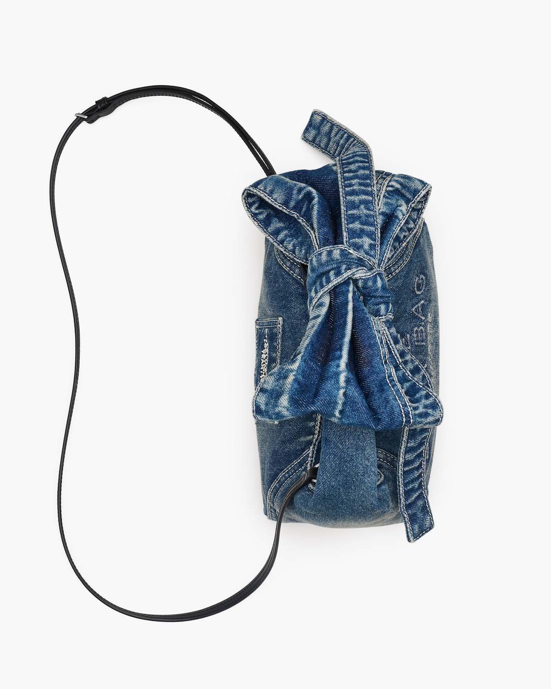 Marc Jacobs Signature - The Bow Denim Mini Sack Bag Medium Wash Indigo