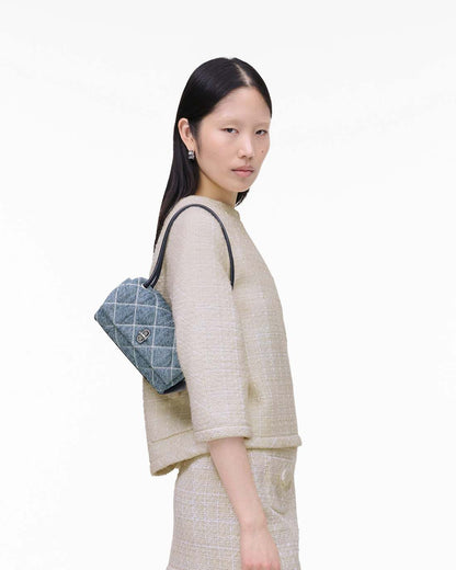 Marc Jacobs Sale - The Quilted Denim Mini Dual Shoulder Bag Light Wash Indigo
