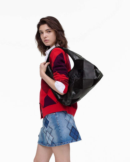 Marc Jacobs Sale - The Suede Patchwork Sack Bag Black Multi