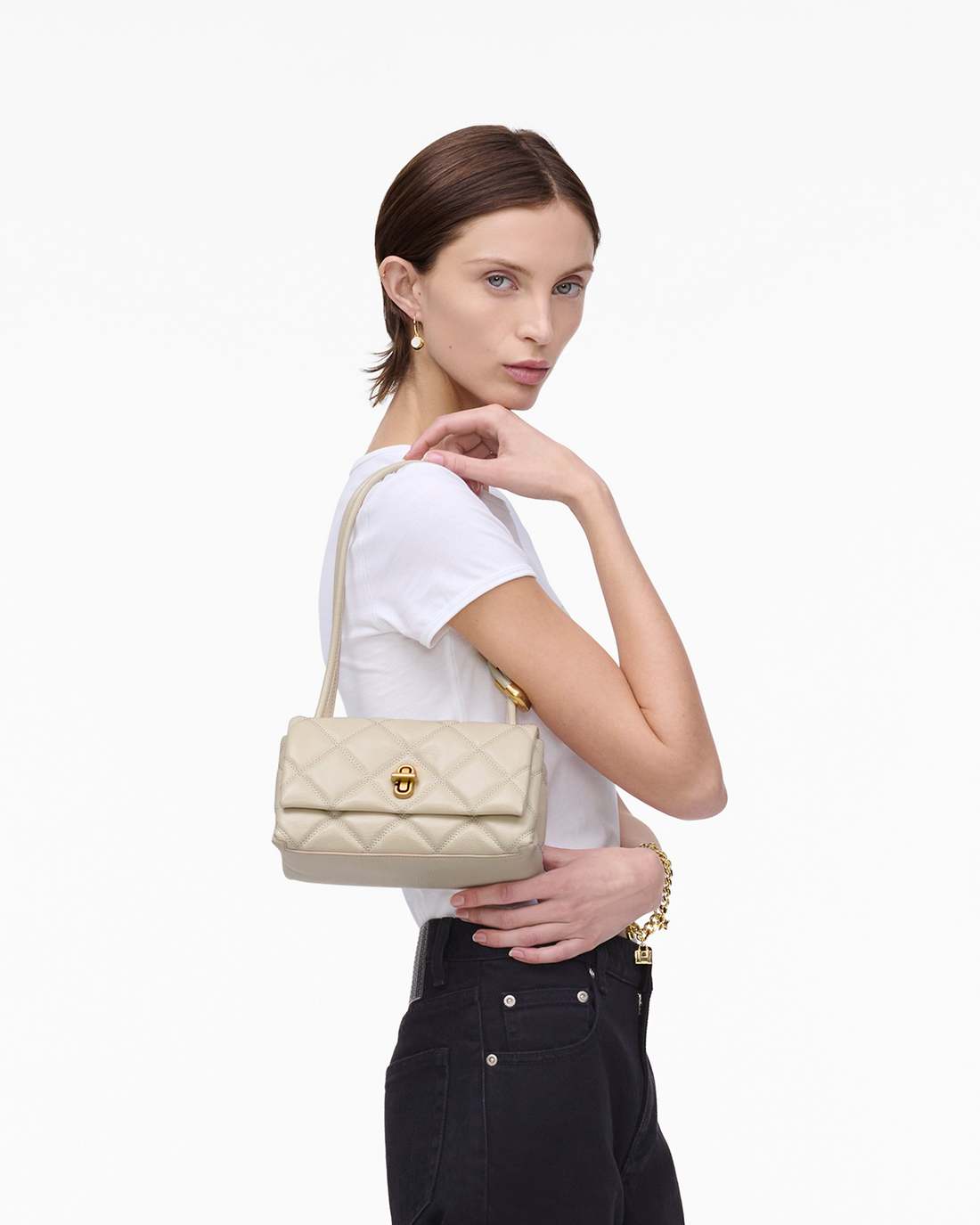 Marc Jacobs Deals - The Quilted Mini Dual Shoulder Bag Cloud White