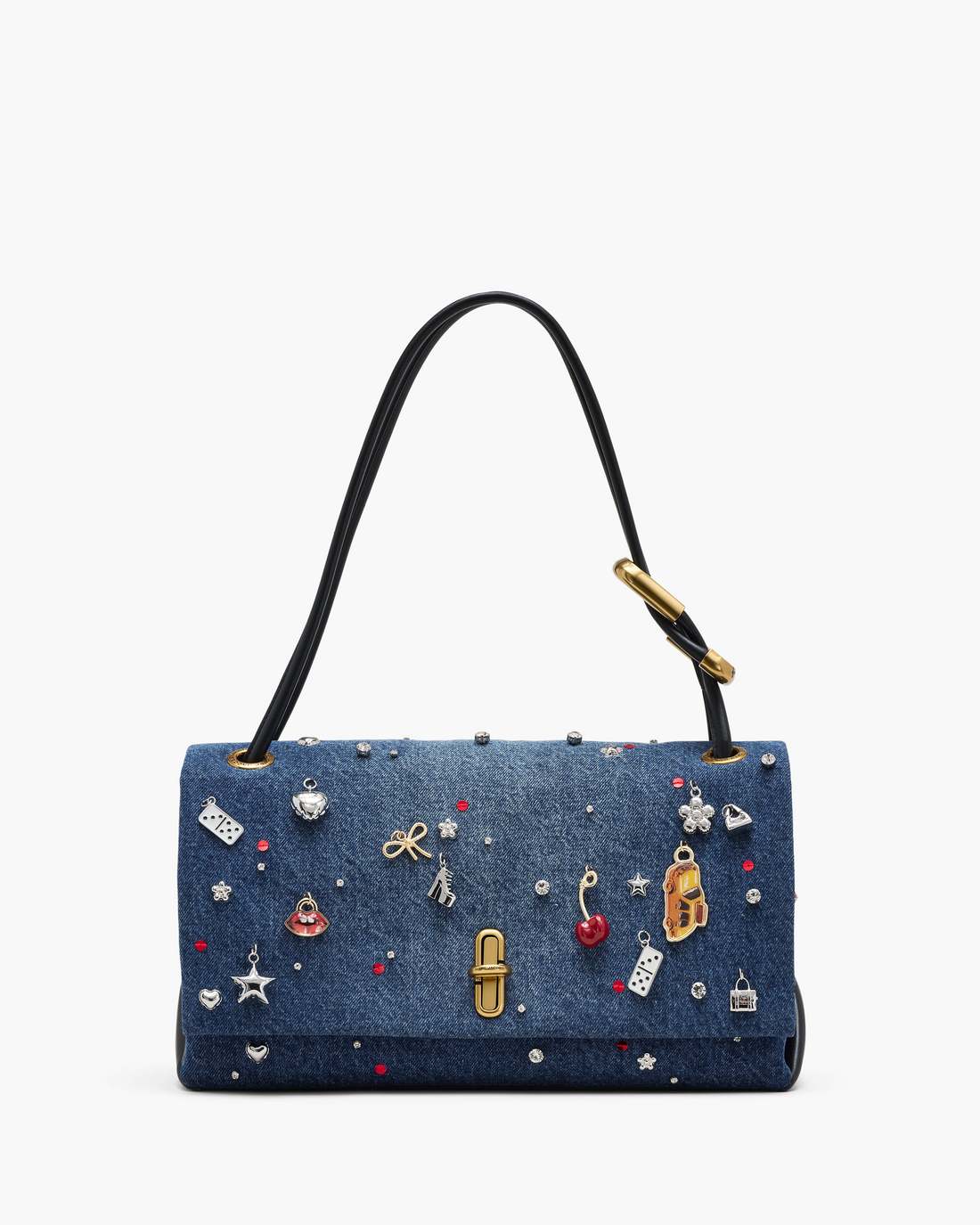 Marc Jacobs Discount - The Trinket Charm Denim Large Dual Bag Medium Wash Multi