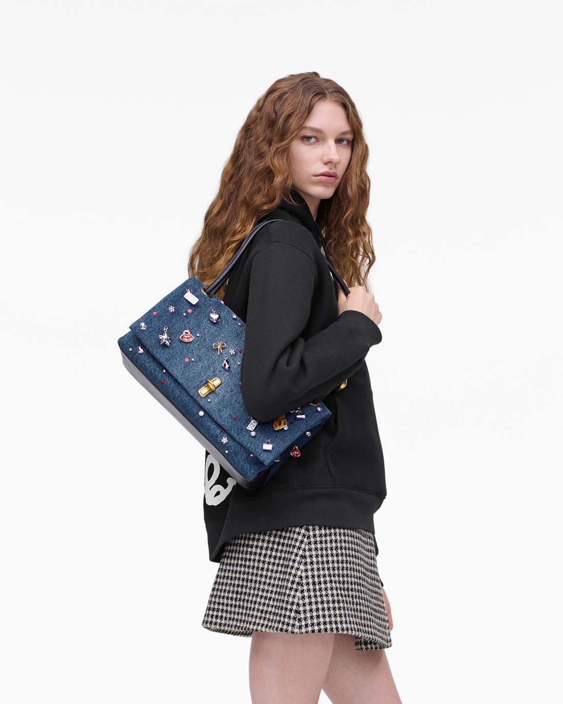 Marc Jacobs Discount - The Trinket Charm Denim Large Dual Bag Medium Wash Multi