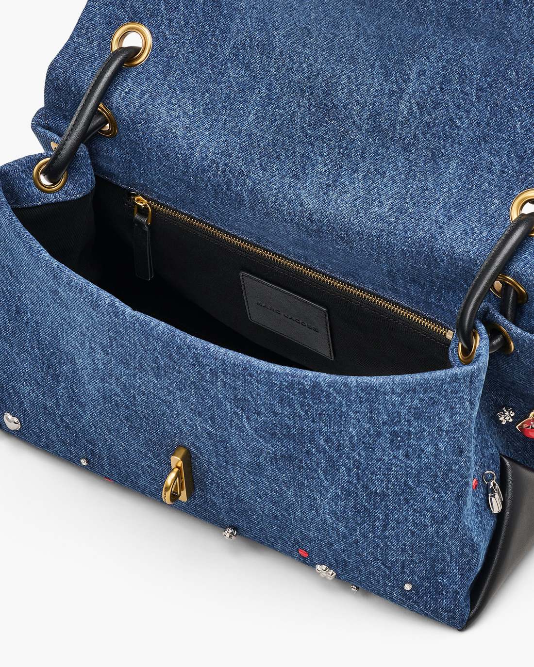 Marc Jacobs Discount - The Trinket Charm Denim Large Dual Bag Medium Wash Multi