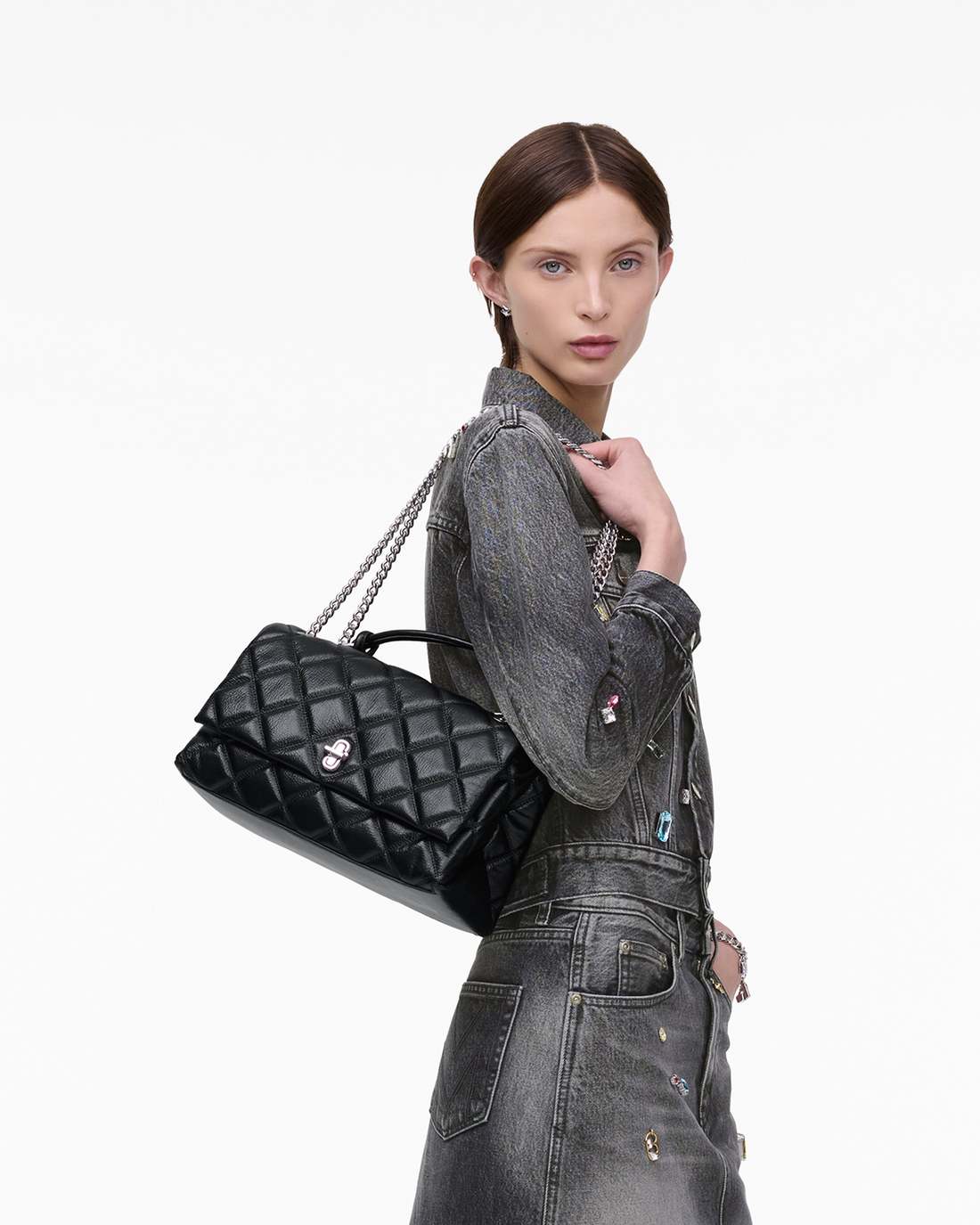 Marc Jacobs Popular - The Quilted Dual Convertible Shoulder Bag Black