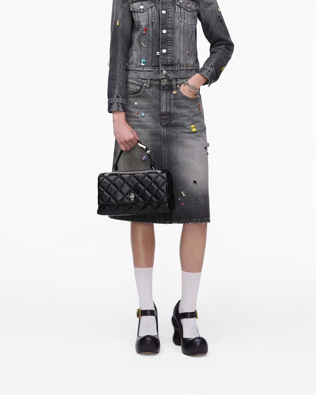 Marc Jacobs Popular - The Quilted Dual Convertible Shoulder Bag Black