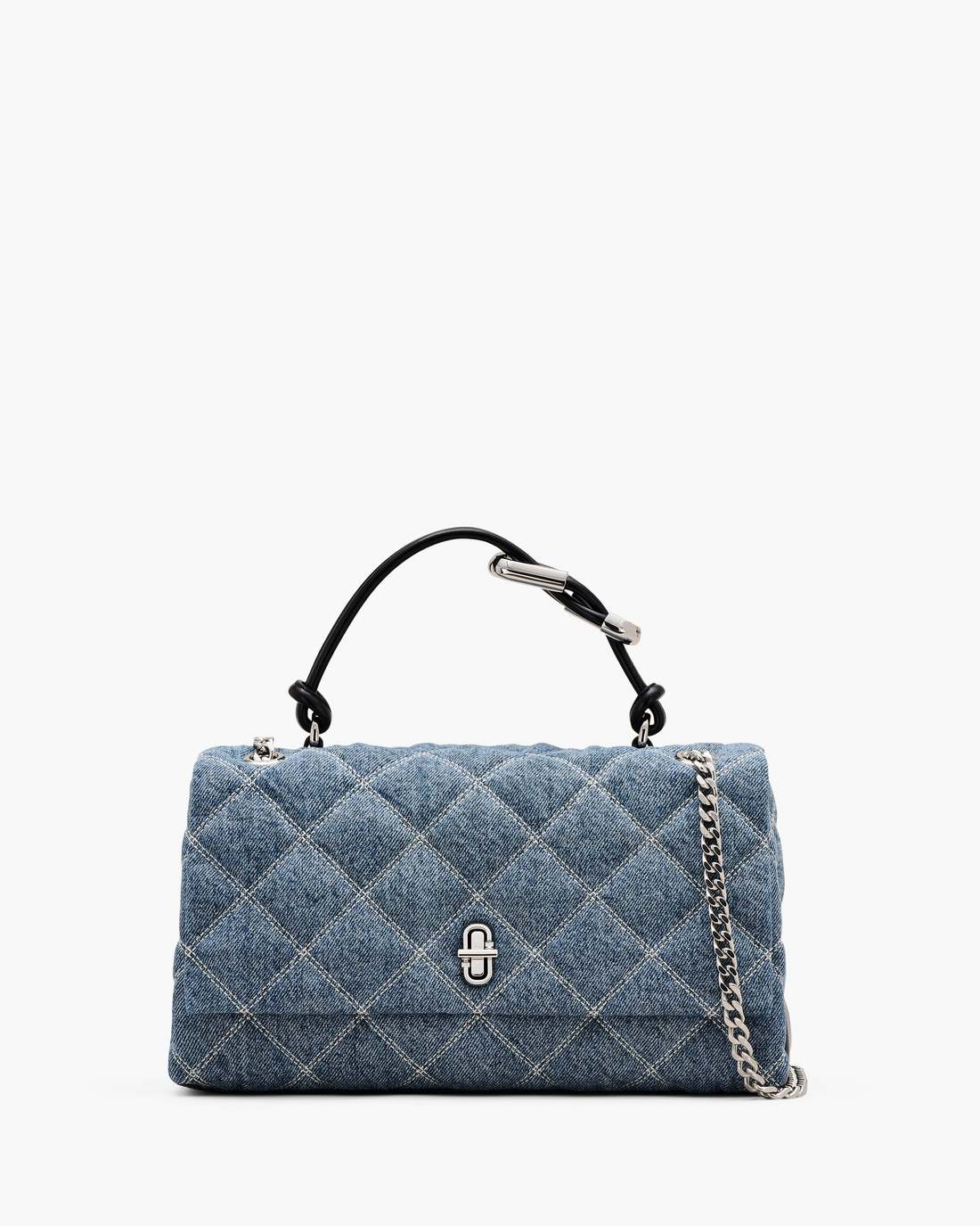 Marc Jacobs Deals - The Quilted Denim Dual Convertible Shoulder Bag Light Wash Indigo