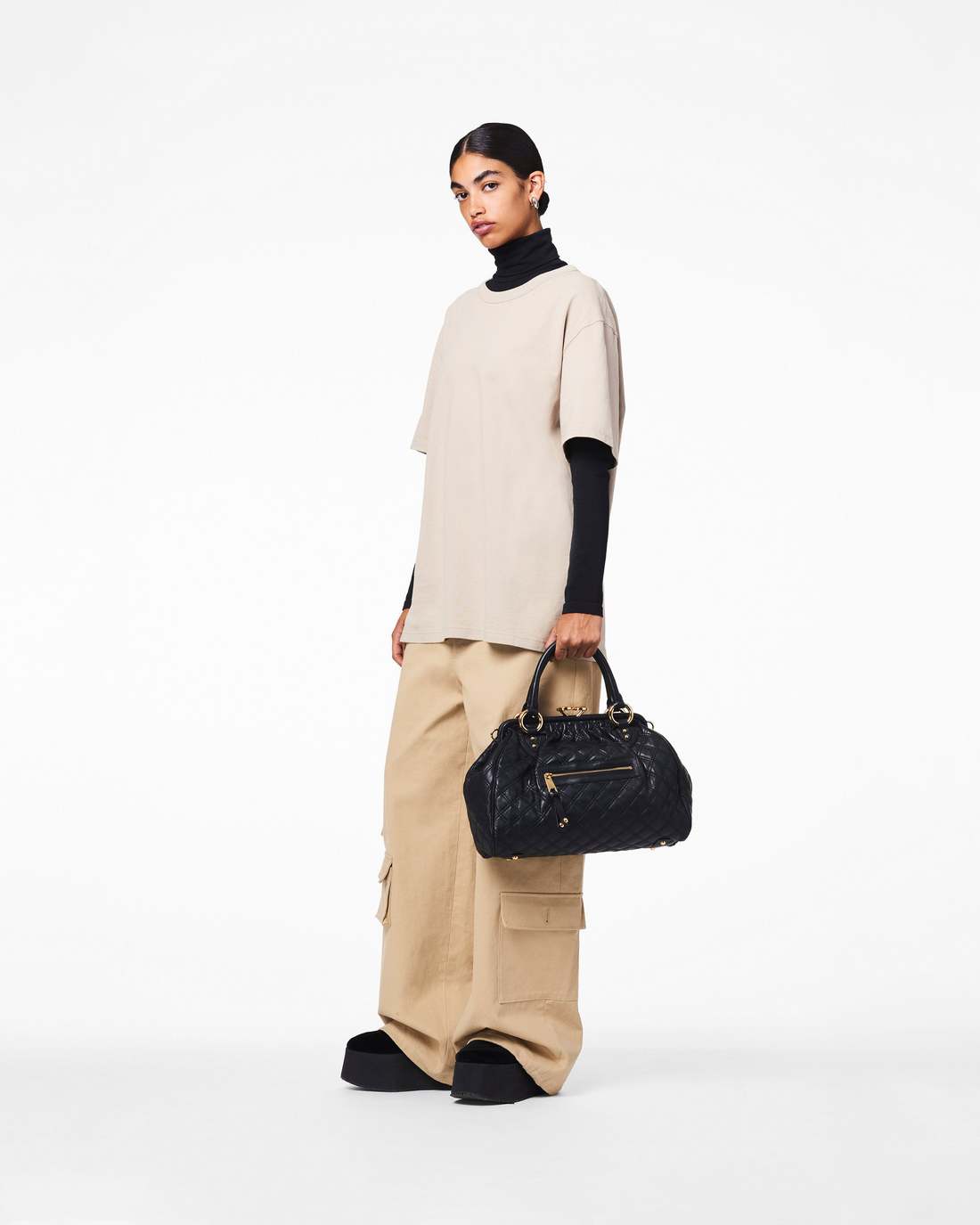 Marc Jacobs Deals - Re-Edition Quilted Leather Stam Bag Black