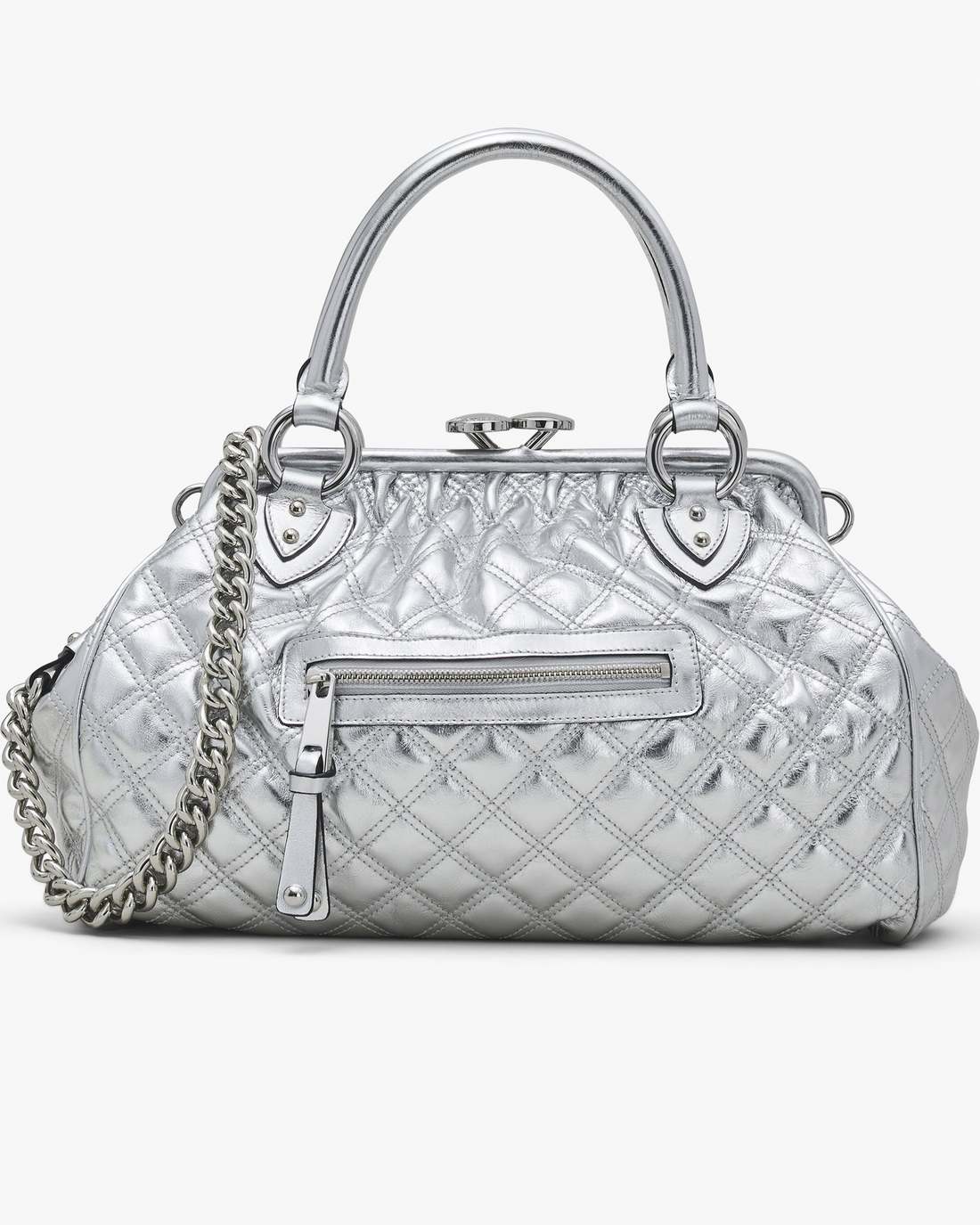 Marc Jacobs Popular - Re-Edition Quilted Metallic Leather Stam Bag Silver