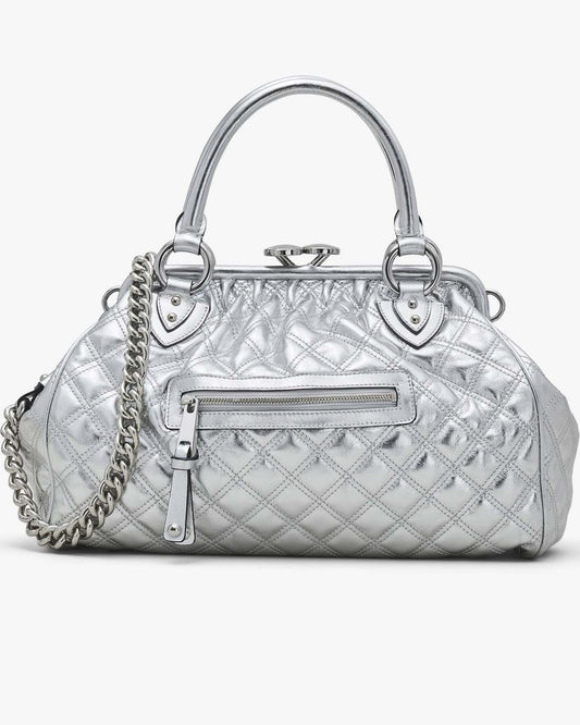 Marc Jacobs Popular - Re-Edition Quilted Metallic Leather Stam Bag Silver