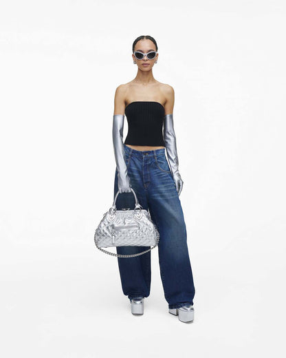 Marc Jacobs Popular - Re-Edition Quilted Metallic Leather Stam Bag Silver