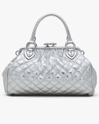 Marc Jacobs Popular - Re-Edition Quilted Metallic Leather Stam Bag Silver