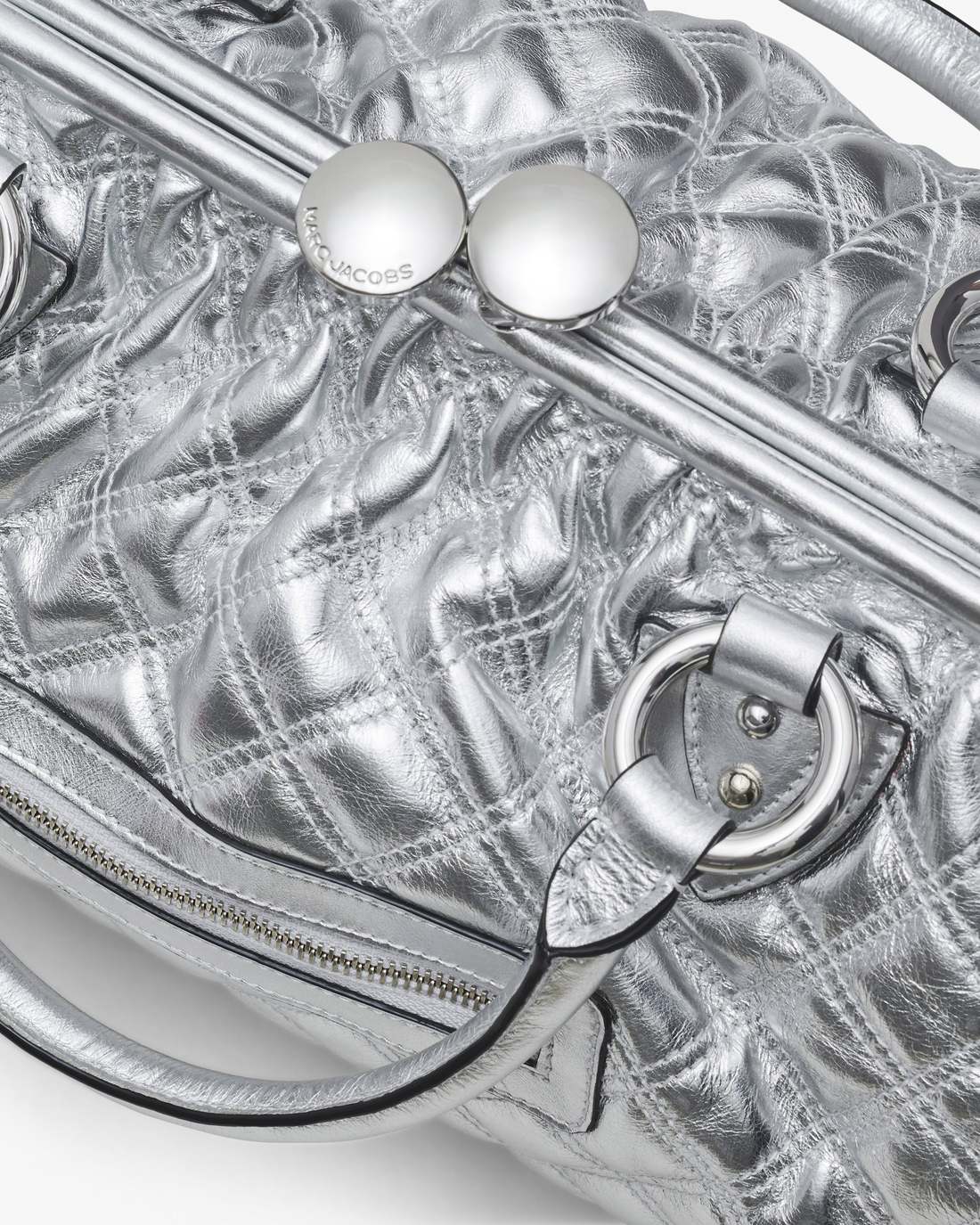 Marc Jacobs Popular - Re-Edition Quilted Metallic Leather Stam Bag Silver