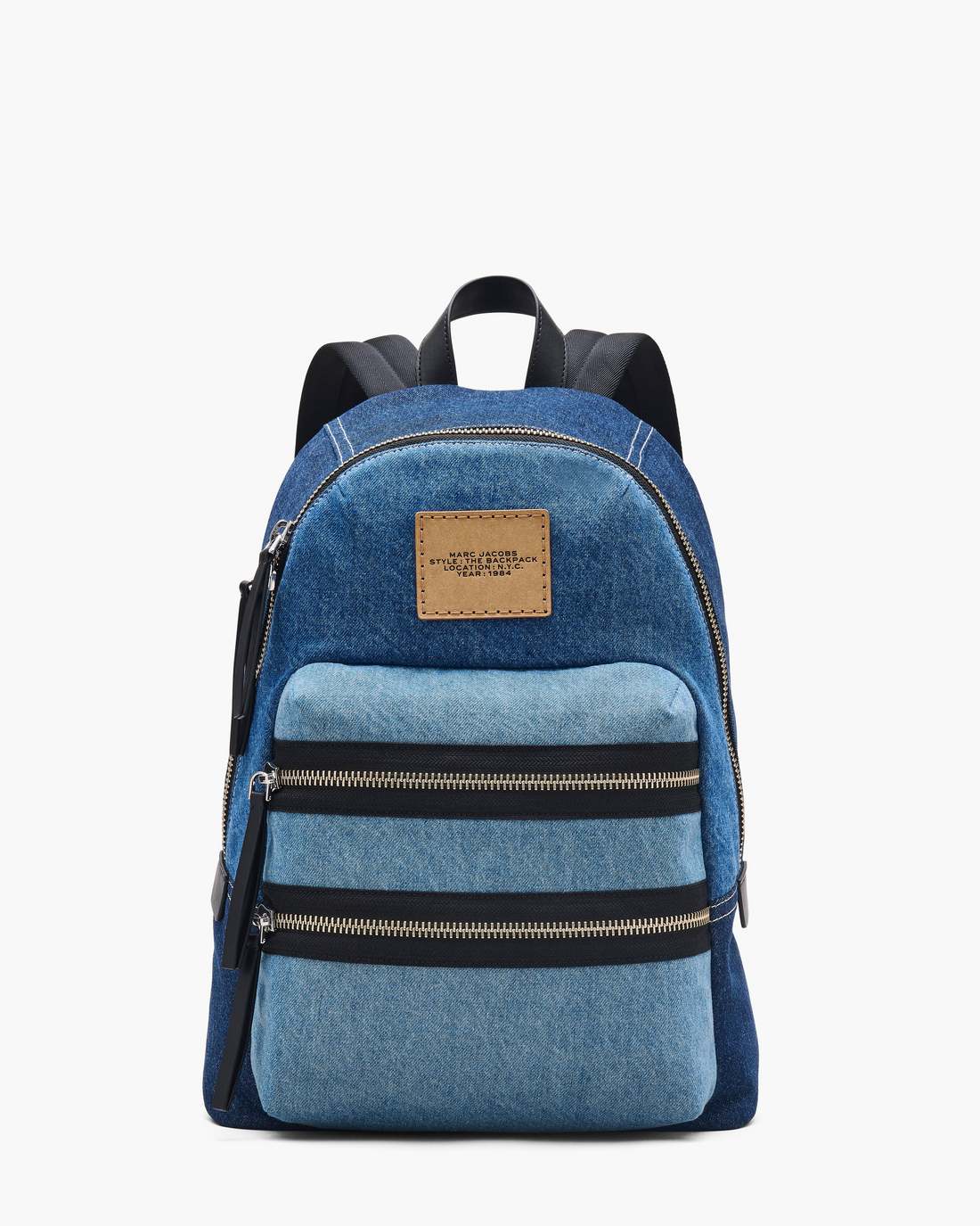 Marc Jacobs Hot Sale - The Biker Colorblock Denim Large Backpack Indigo Multi