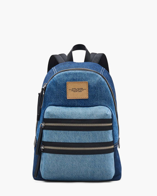 Marc Jacobs Hot Sale - The Biker Colorblock Denim Large Backpack Indigo Multi