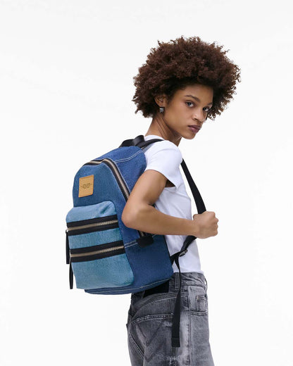 Marc Jacobs Hot Sale - The Biker Colorblock Denim Large Backpack Indigo Multi