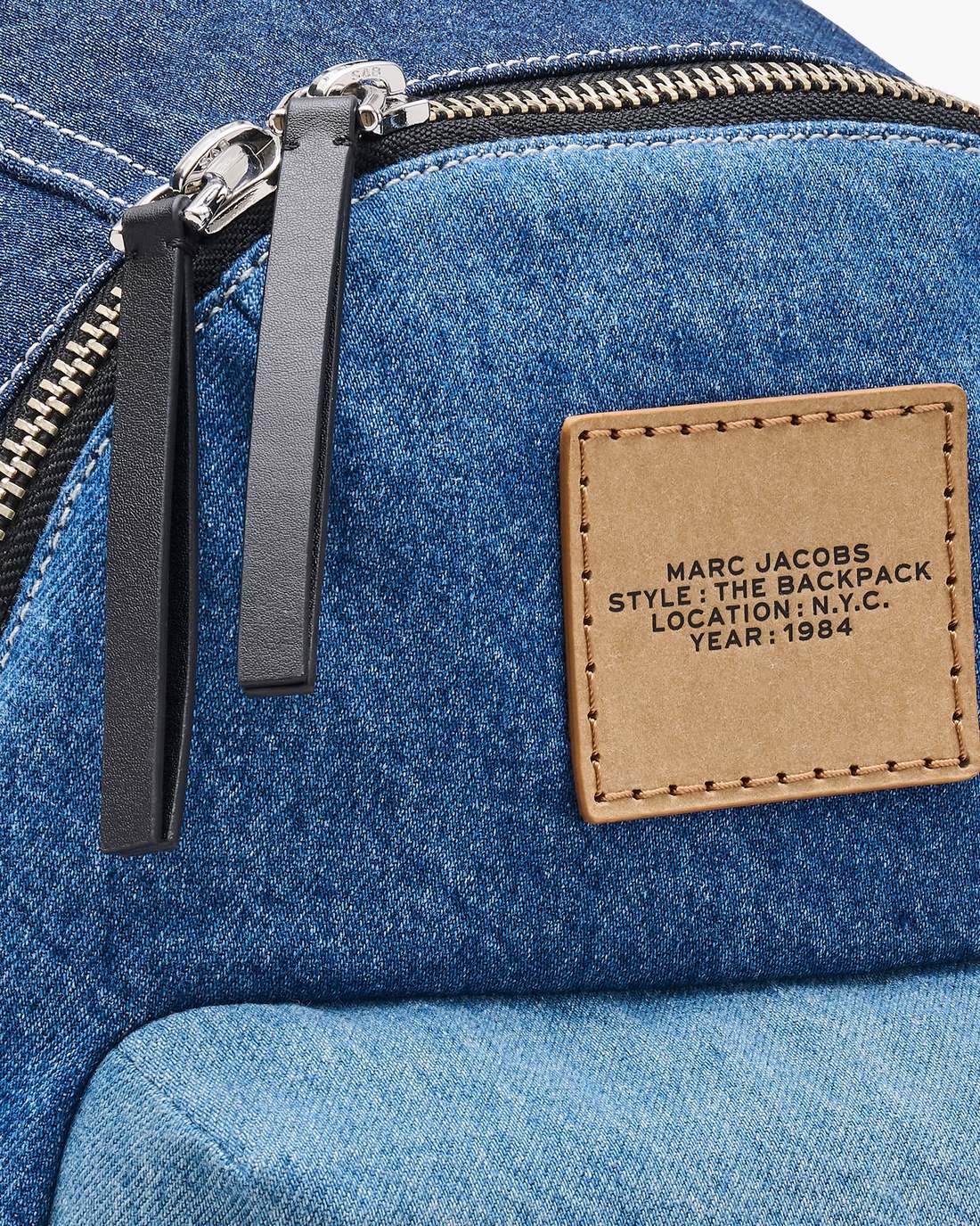 Marc Jacobs Hot Sale - The Biker Colorblock Denim Large Backpack Indigo Multi