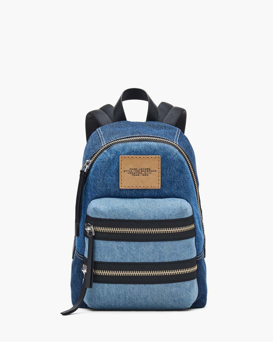 Marc Jacobs Special Offer - The Biker Colorblock Denim Medium Backpack Indigo Multi