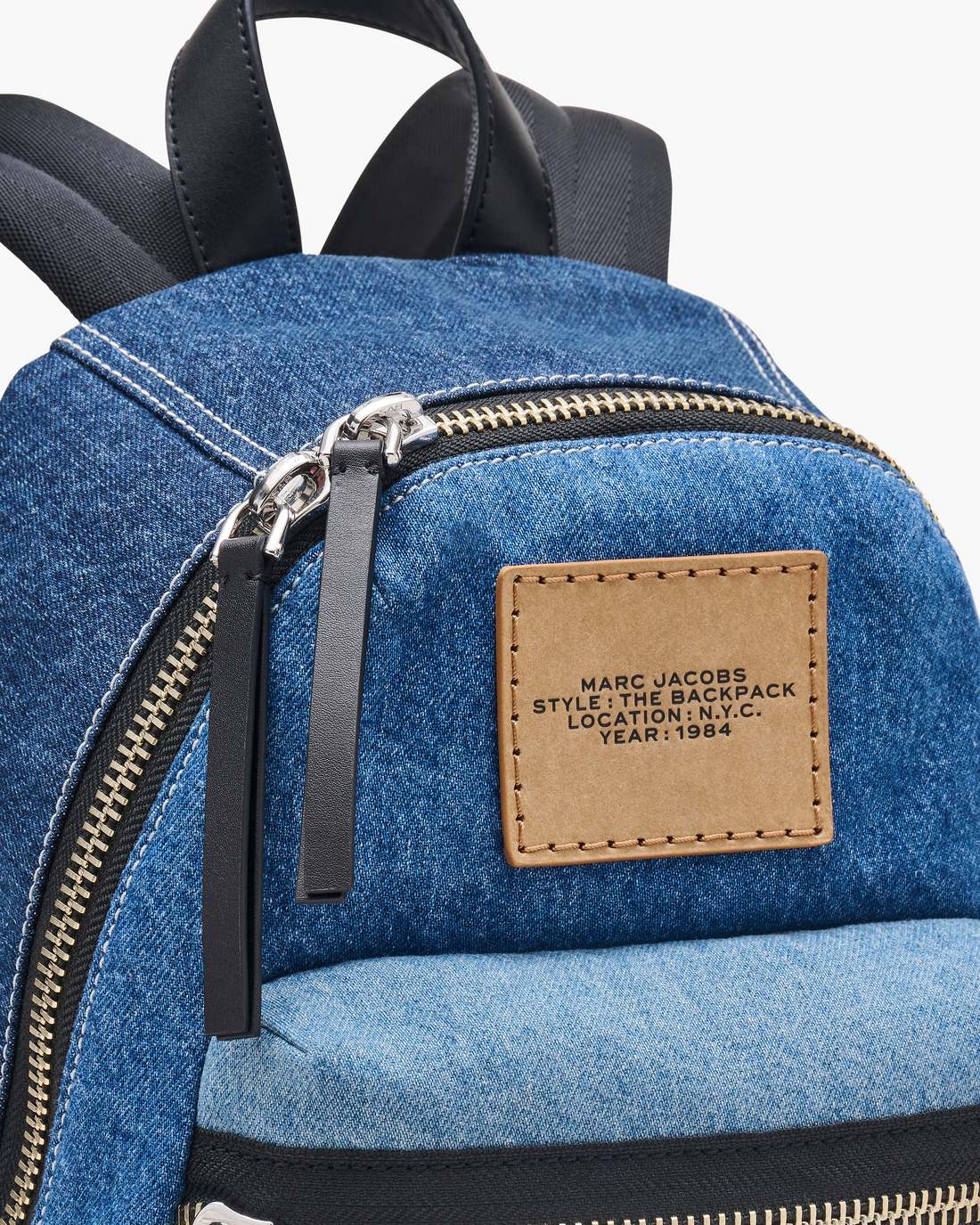 Marc Jacobs Special Offer - The Biker Colorblock Denim Medium Backpack Indigo Multi