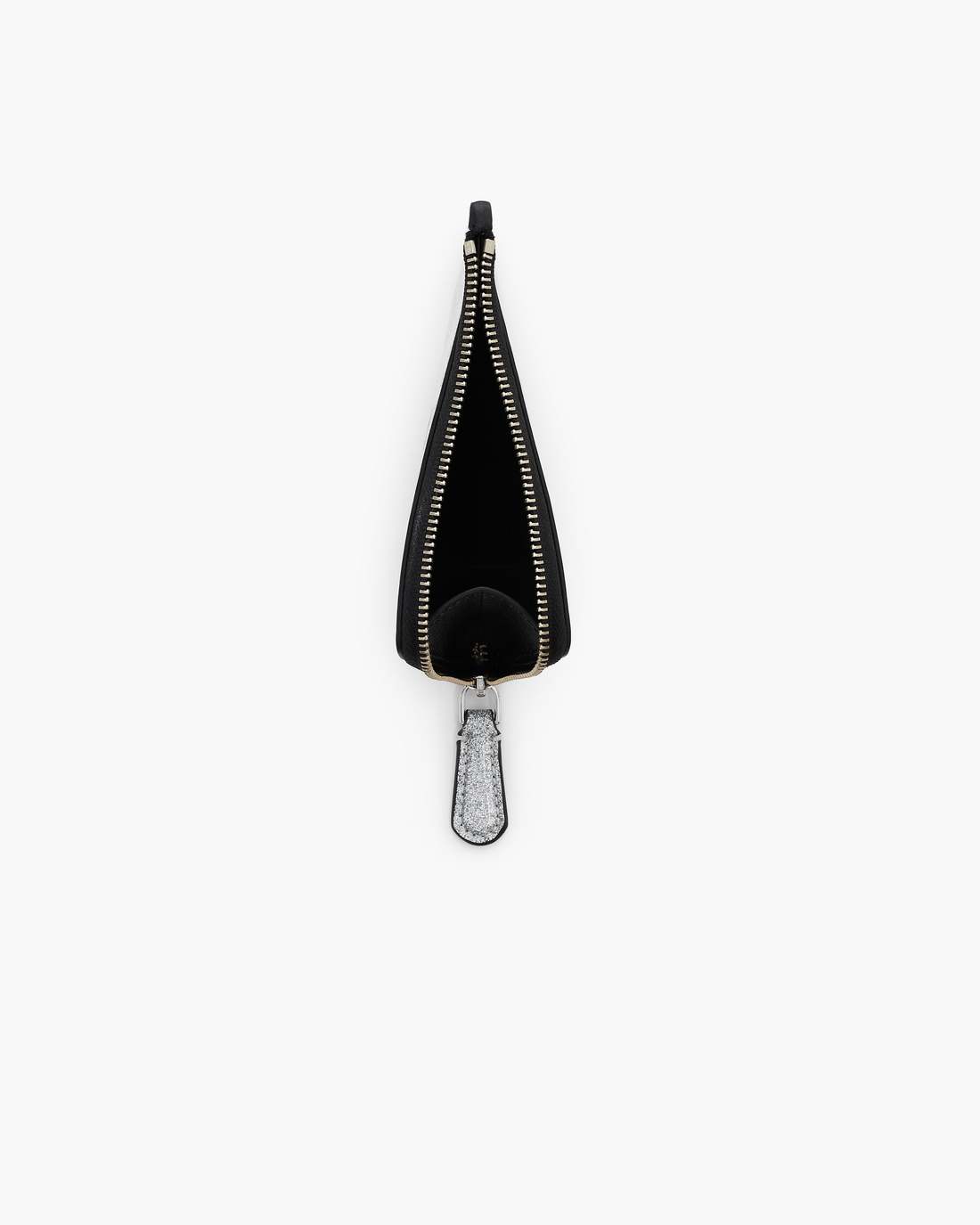 Marc Jacobs Best Seller - The Coated Glitter Everyday Top Zip Charm Wallet Silver
