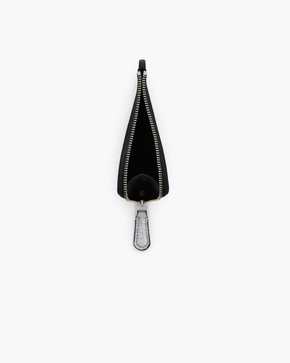 Marc Jacobs Best Seller - The Coated Glitter Everyday Top Zip Charm Wallet Silver
