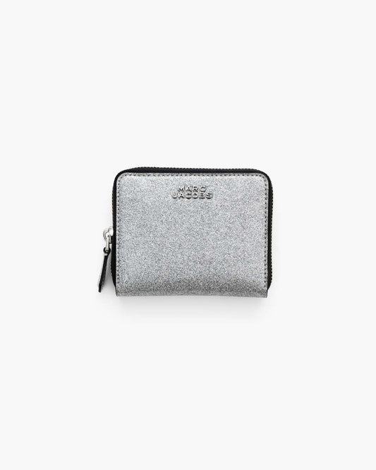 Marc Jacobs Special Offer - The Coated Glitter Everyday Slim Compact Wallet Silver