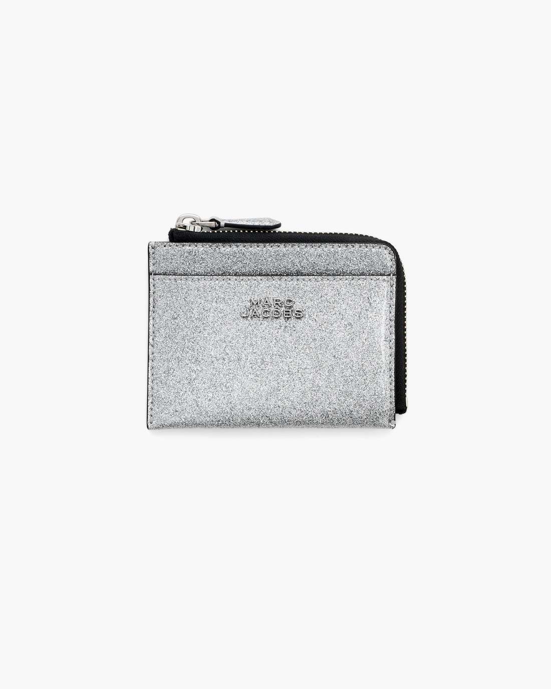 Marc Jacobs Hot Sale - The Coated Glitter Everyday Top Zip Wallet Silver
