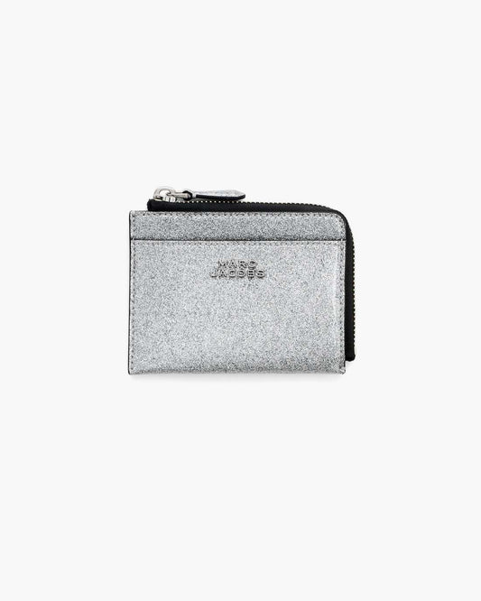 Marc Jacobs Hot Sale - The Coated Glitter Everyday Top Zip Wallet Silver