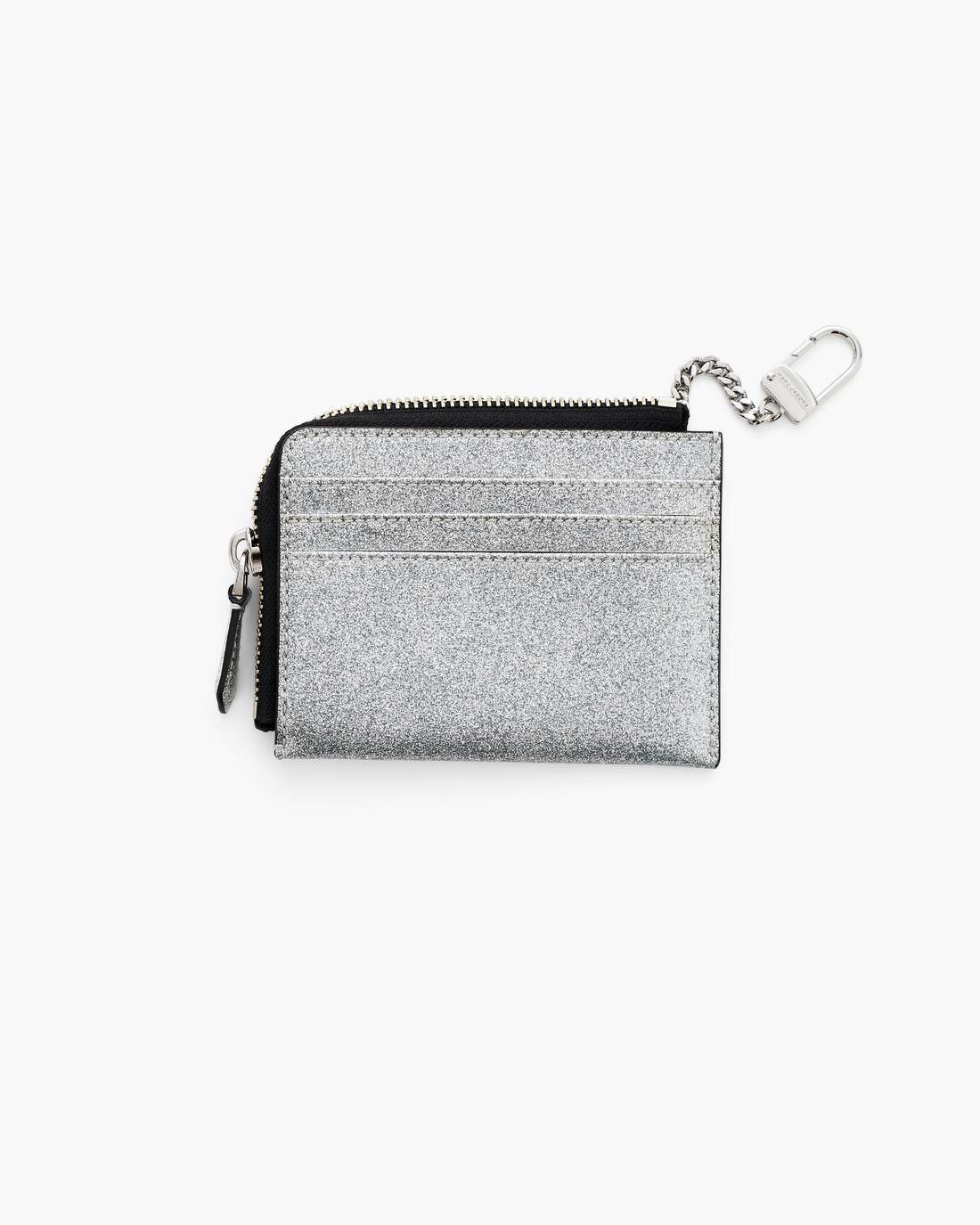 Marc Jacobs Hot Sale - The Coated Glitter Everyday Top Zip Wallet Silver