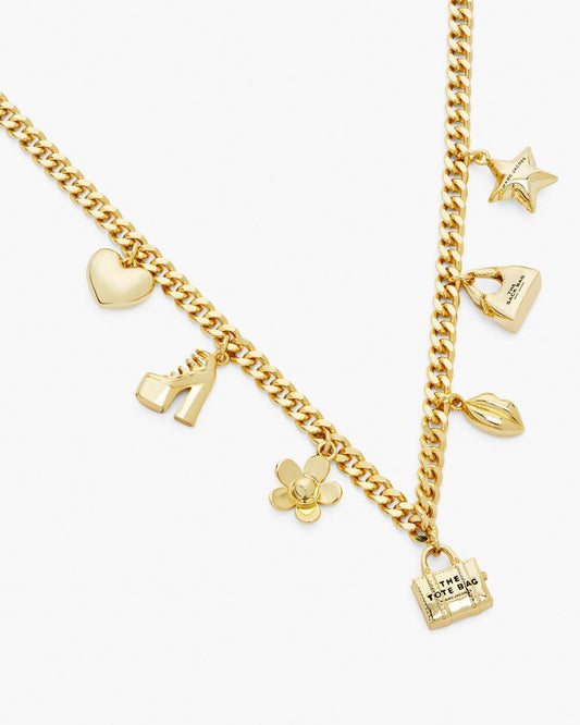 Marc Jacobs Essential - The Mini Icon Charm Necklace Light Antique Gold