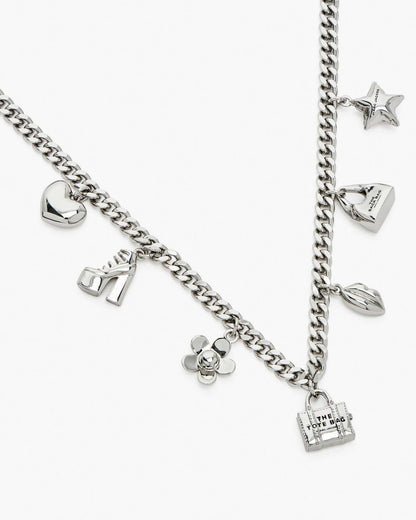 Marc Jacobs Sale - The Mini Icon Charm Necklace Light Antique Silver
