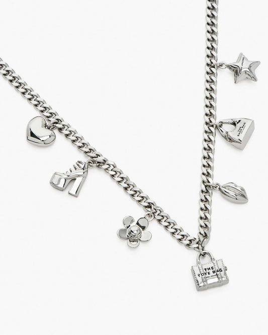 Marc Jacobs Sale - The Mini Icon Charm Necklace Light Antique Silver