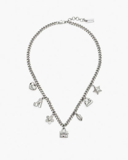 Marc Jacobs Sale - The Mini Icon Charm Necklace Light Antique Silver
