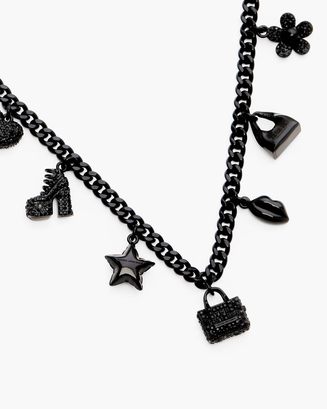 Marc Jacobs Sale - Mini Icon Pave Charm Necklace Black/Black Crystal