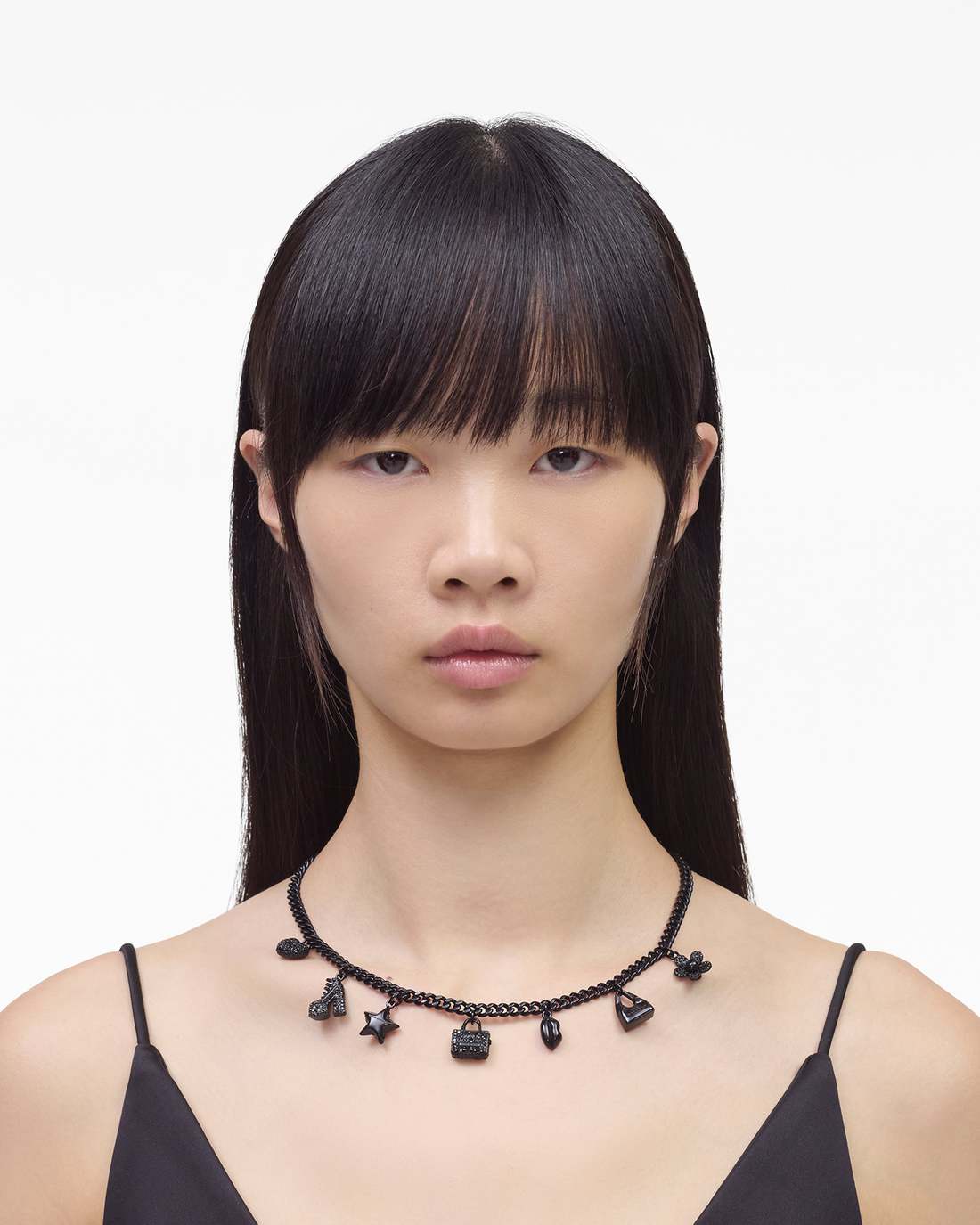 Marc Jacobs Sale - Mini Icon Pave Charm Necklace Black/Black Crystal