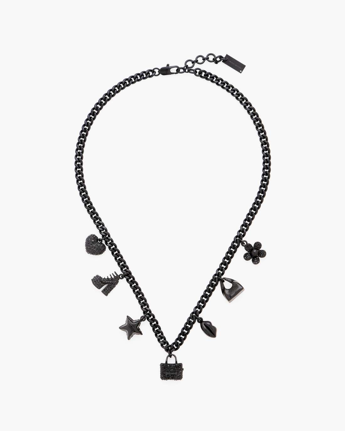 Marc Jacobs Sale - Mini Icon Pave Charm Necklace Black/Black Crystal