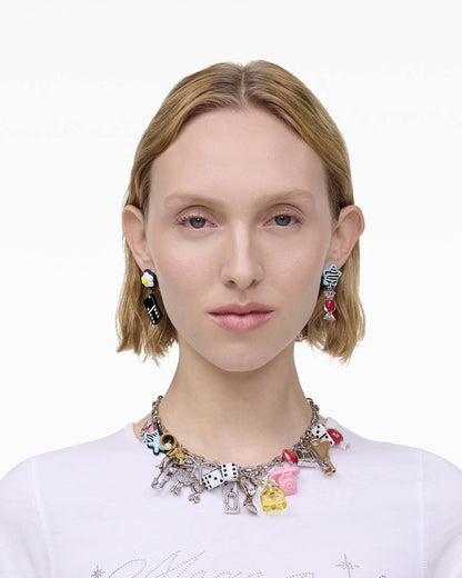 Marc Jacobs Customer Favorite - The Sticker Charm Statement Necklace Silver Multi