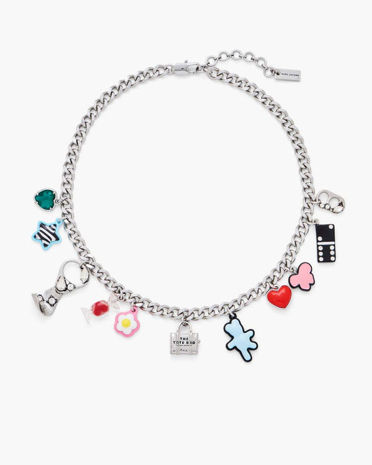 Marc Jacobs Hot Sale - The Sticker Charm Necklace Silver Multi