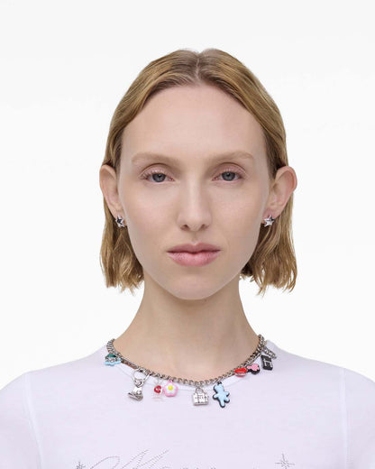 Marc Jacobs Hot Sale - The Sticker Charm Necklace Silver Multi