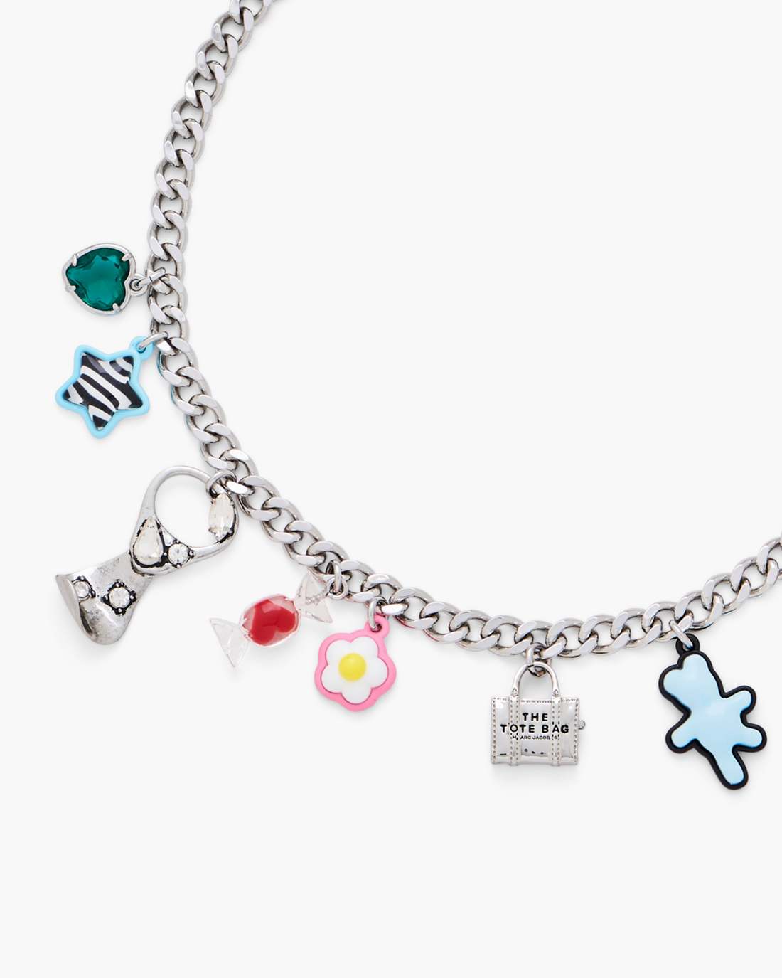 Marc Jacobs Hot Sale - The Sticker Charm Necklace Silver Multi
