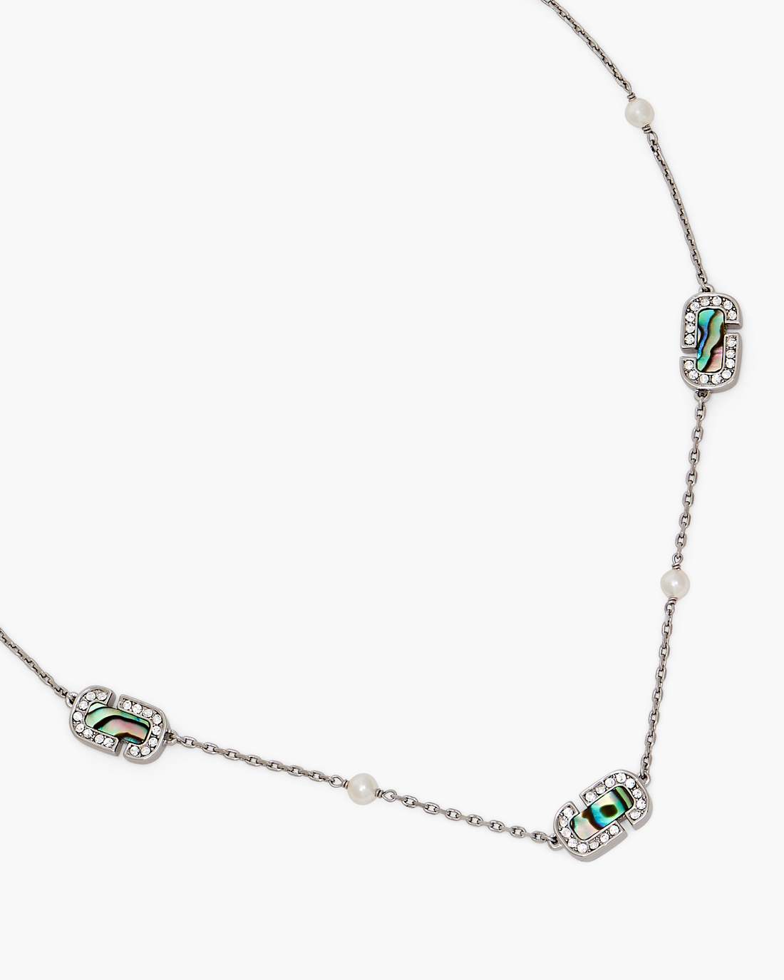Marc Jacobs Trusted - The J Marc Luxe Station Necklace Silver/Crystal