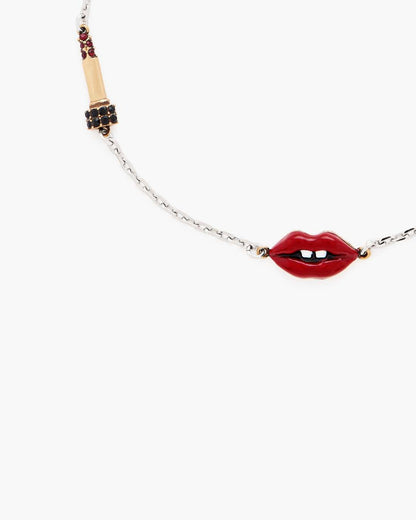 Marc Jacobs Smart Buy - The Lips Slider Bracelet Silver/Red