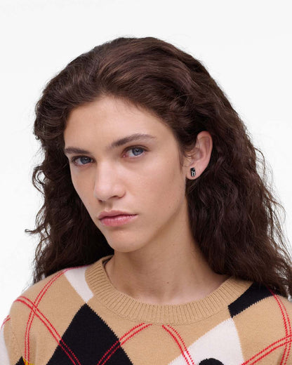 Marc Jacobs Smart Buy - The Domino Stud Earrings Silver/Black