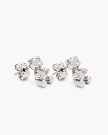Marc Jacobs Trusted - The Teddy Bear Stud Earrings Light Antique Silver
