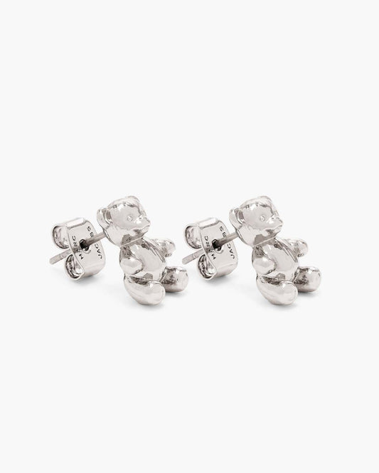 Marc Jacobs Trusted - The Teddy Bear Stud Earrings Light Antique Silver