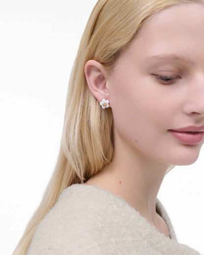 Marc Jacobs New - The Daisy Stud Earrings Gold/White