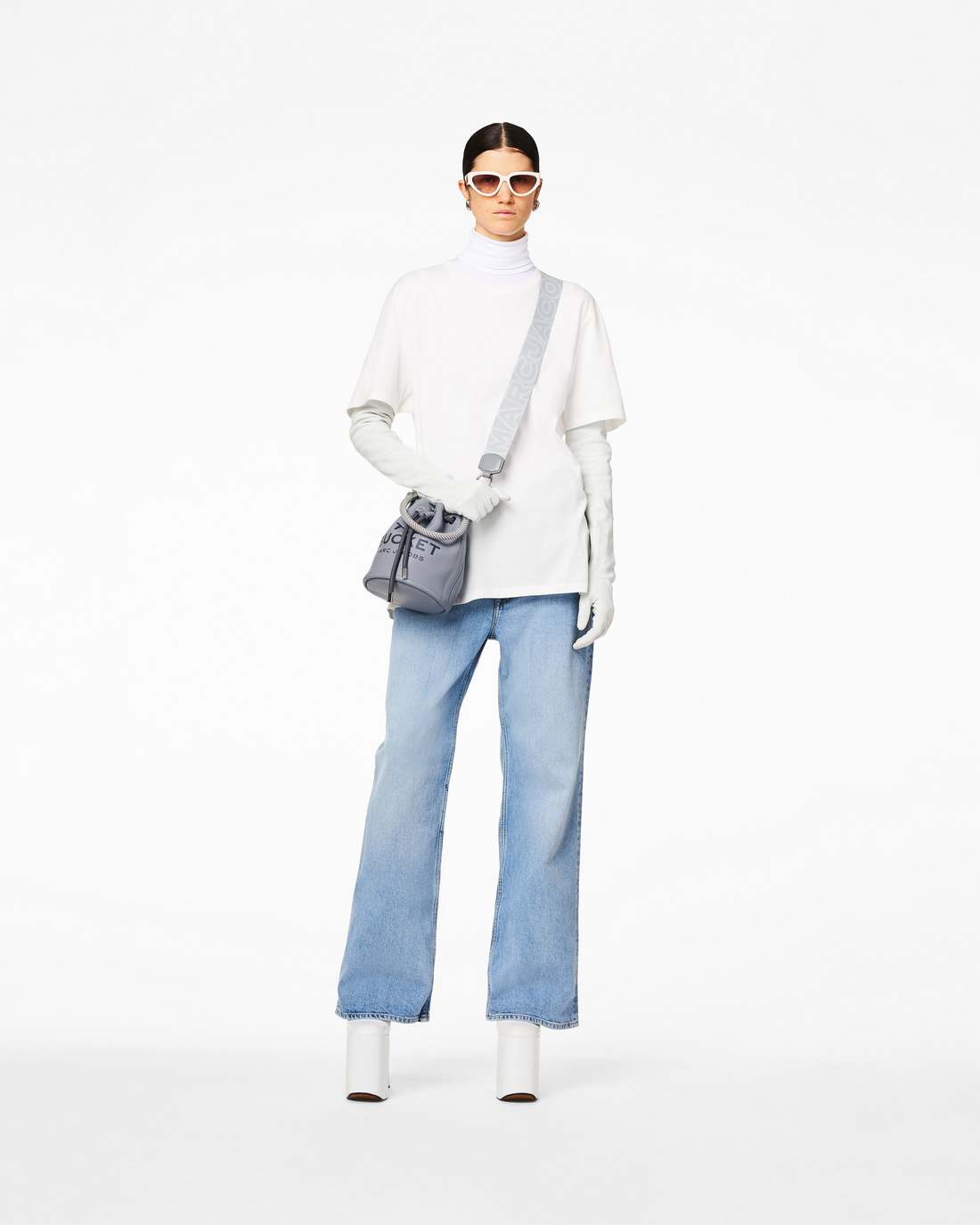 Marc Jacobs Smart Buy - The Outline Logo Webbing Strap Wolf Grey Multi