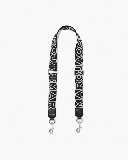 Marc Jacobs Everyday - The Thin Outline Logo Webbing Strap Black/Silver