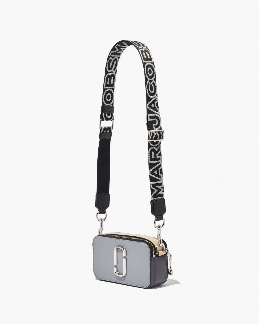Marc Jacobs Everyday - The Thin Outline Logo Webbing Strap Black/Silver