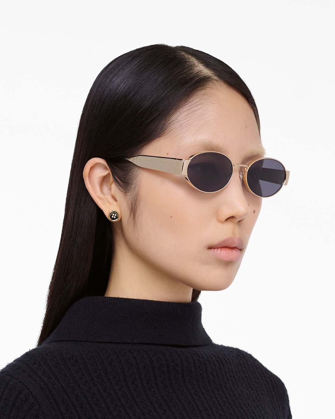 Marc Jacobs Smart Buy - The Classic Logo Round Sunglasses Black/Gold