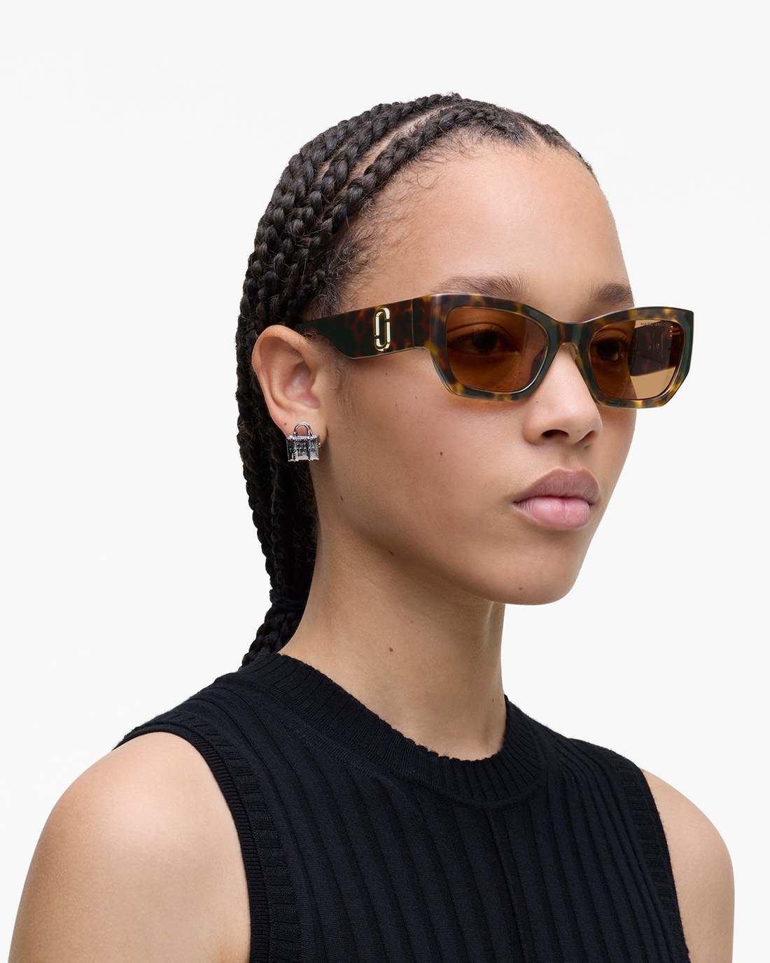 Marc Jacobs Trusted - The J Marc Square Cat Eye Sunglasses Havana